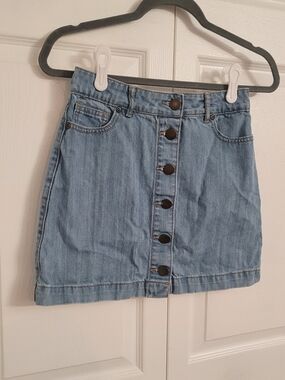 Forever 21 Light Blue Button-Front Denim Mini Skirt